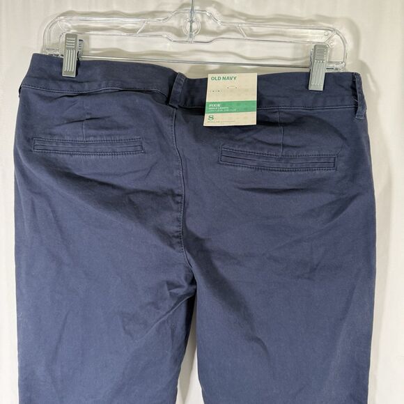 New Old Navy Pixie Pants Women's 8 Blue Chino Mid Rise Ankle Length Cotton Blend - Picture 9 of 11